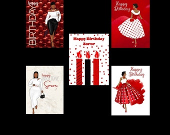 Red and White Notecards, Birthday Cards, Occasion, African American Cards, Black Expr