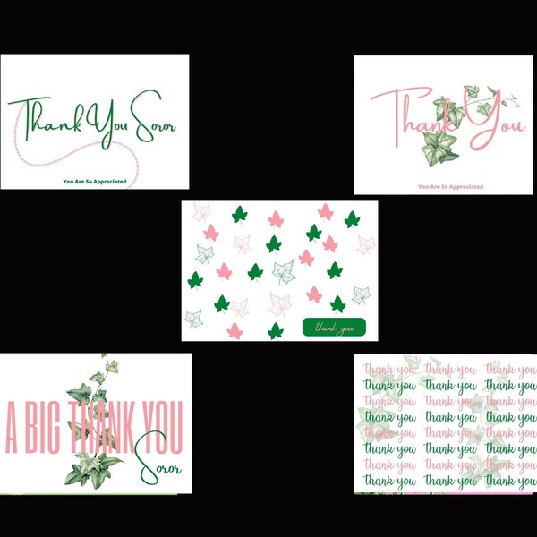 Thank You Cards #4, Pink and Green Notecards, Thank You Card, Any Occasion, African American Cards, Black Expressions