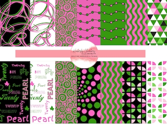 Digital Paper - Instant Download - Beautiful Pink & Green #10