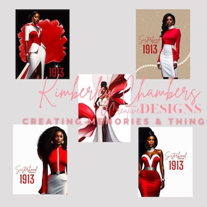 AI Pkg2 - Red and White Notecards, Birthday Cards, Occasion, African American Cards, Black Expressions