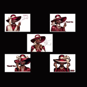 Red & White Hats - Red and White Notecards, Birthday Cards, Occasion, African American Cards, Black Expressions