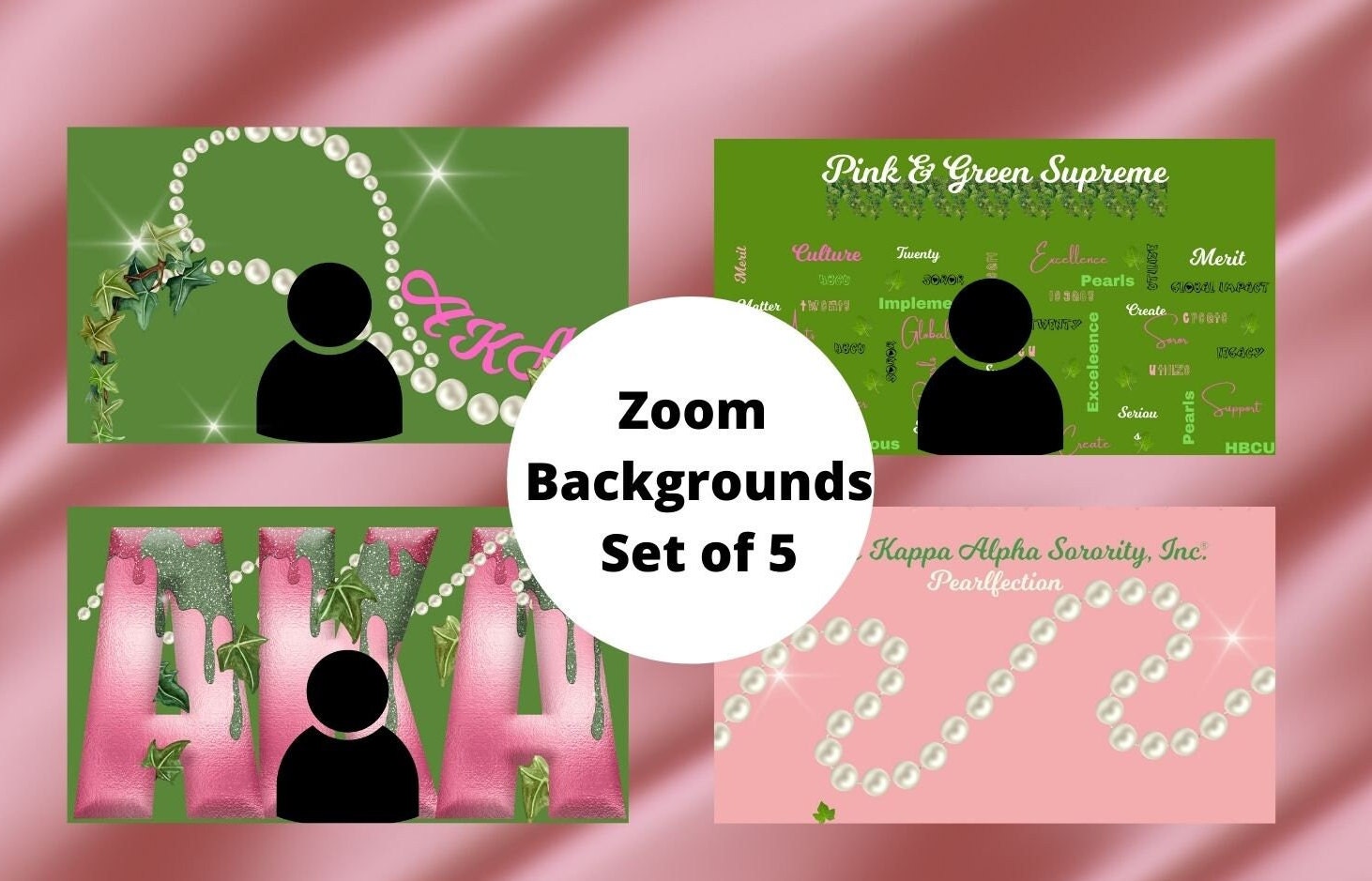 Pink & Green Zoom Backgrounds Video Background Virtual Etsy