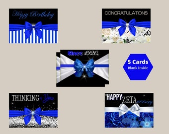 BW Ribbon - Blue and White Notecards, Birthday Cards, Occasion, African American Cards, Black Expressions