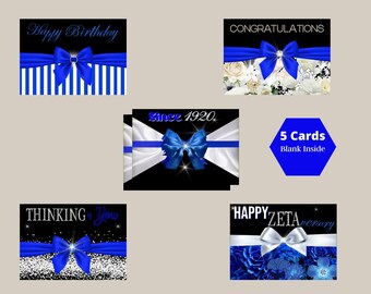 BW Ribbon - Blue and White Notecards, Birthday Cards, Occasion, African American Cards, Black Expressions