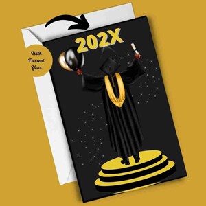 Graduation Cards for Men, African American Greeting Card, 2023 Graduation, Black and Gold theme