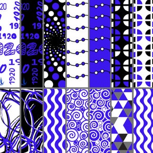 Digital Paper Instant Download, Beautiful Royal Blue and White background #10