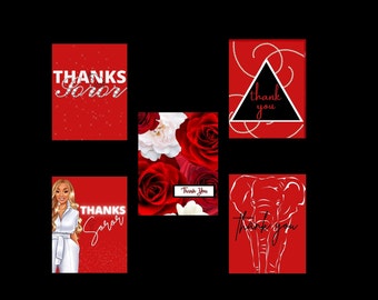Thank You Cards - Red and White Notecards, Birthday Cards, Occasion, African American Cards, Black Expressions