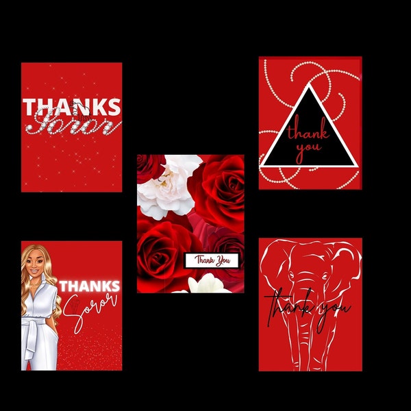 Thank You Cards - Red and White Notecards, Birthday Cards, Occasion, African American Cards, Black Expressions