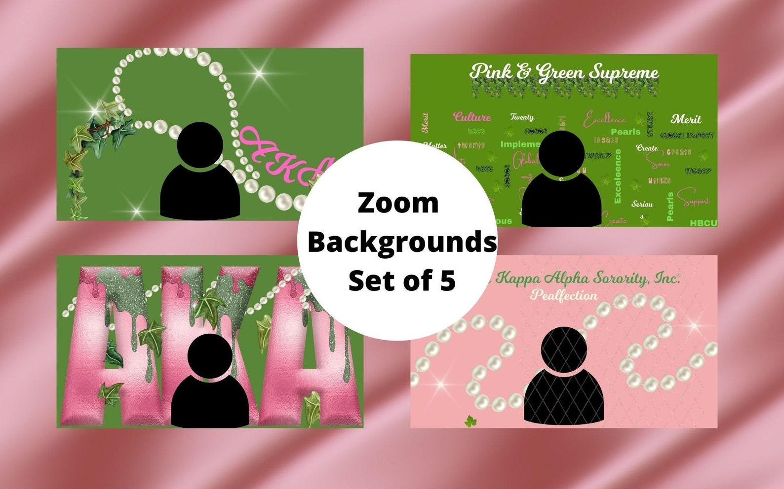 Pink & Green Zoom Backgrounds video background Virtual Etsy