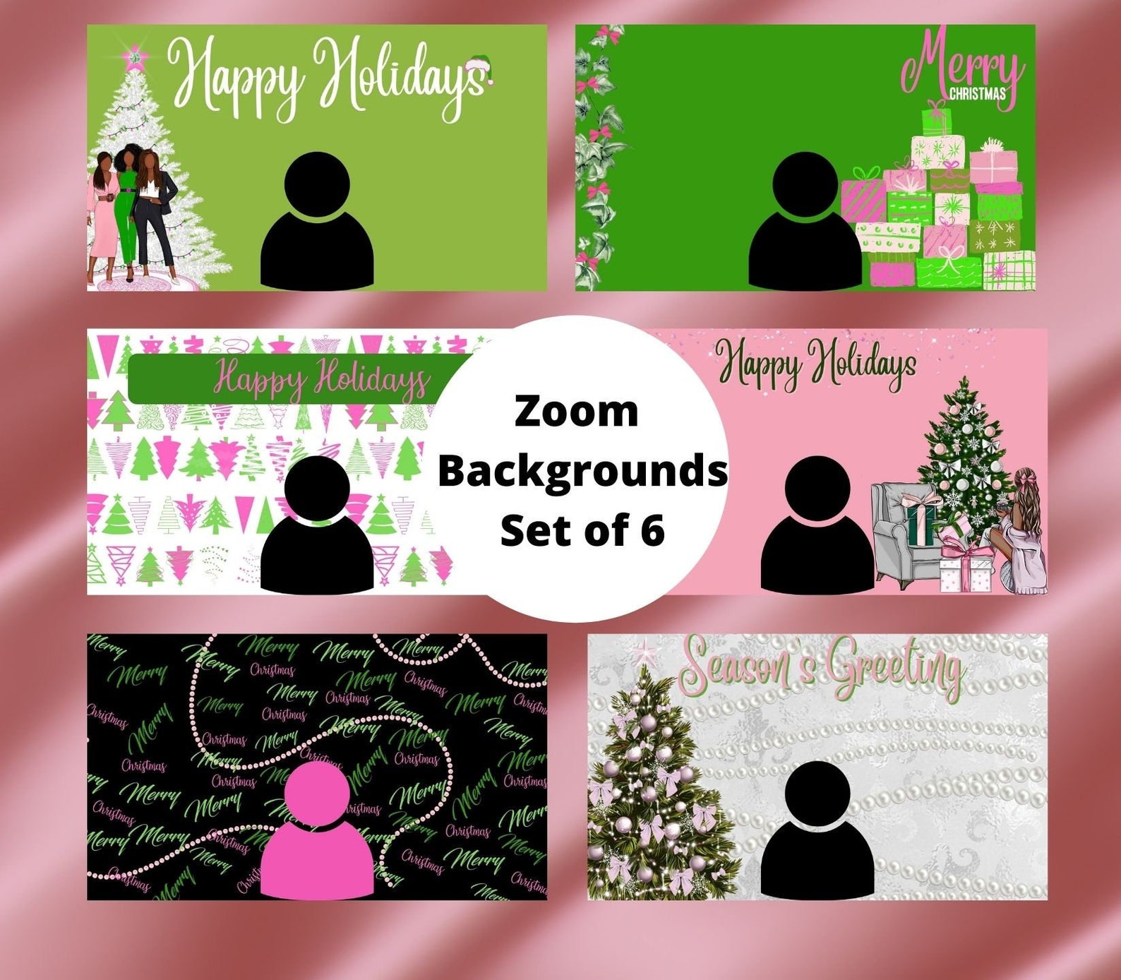 Pink & Green Zoom Backgrounds Zoom Video Background Virtual Etsy