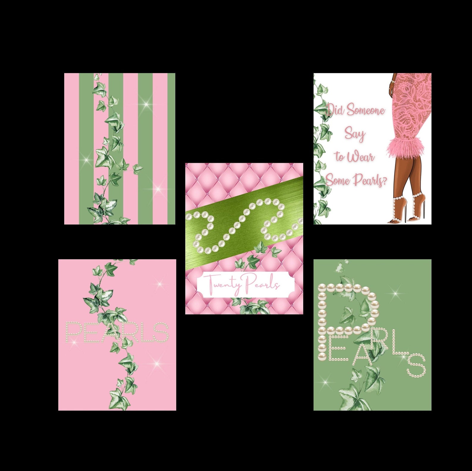 Perlenpaket Rosa und Grüne Notizkarten Geburtstagskarten | Etsy