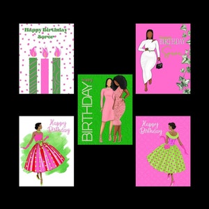 Paquet d'anniversaire - Cartes de correspondance roses et vertes, cartes d'anniversaire, occasion, cartes afro-américaines, expressions noires