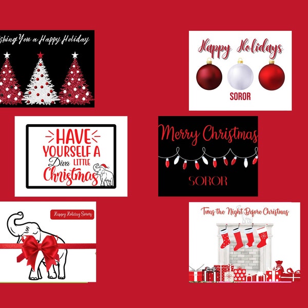 Holiday Package 4 - Red and White Holiday Christmas Notecards, African American Cards, Black Expressions