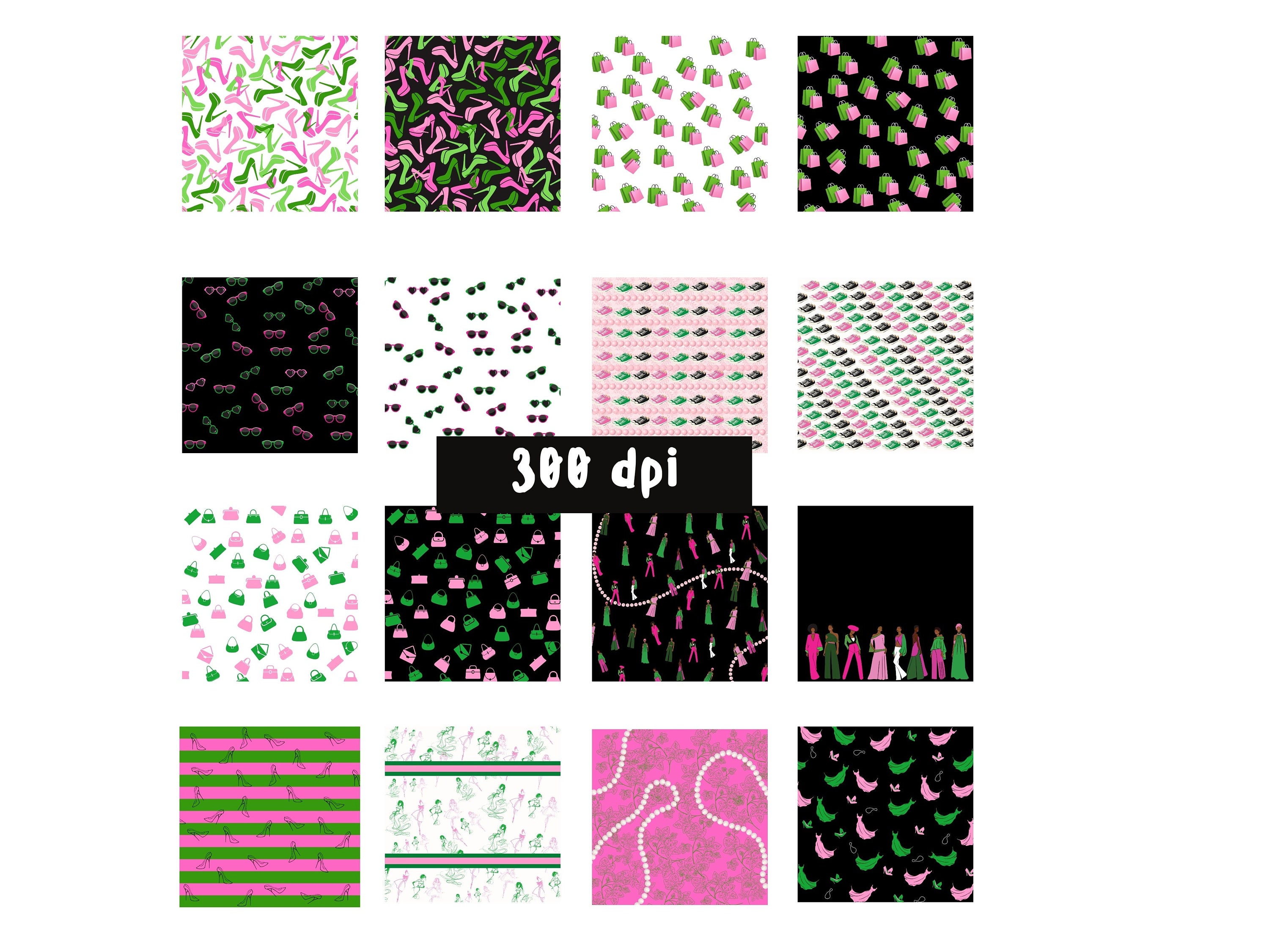 Digital Paper - Instant Download - Beautiful Pink & Green - Fashion ...