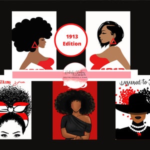 1913 - Red and White Notecards, Happy Birthday  Cards,  African American Cards, Black Expressions, Greeting Card