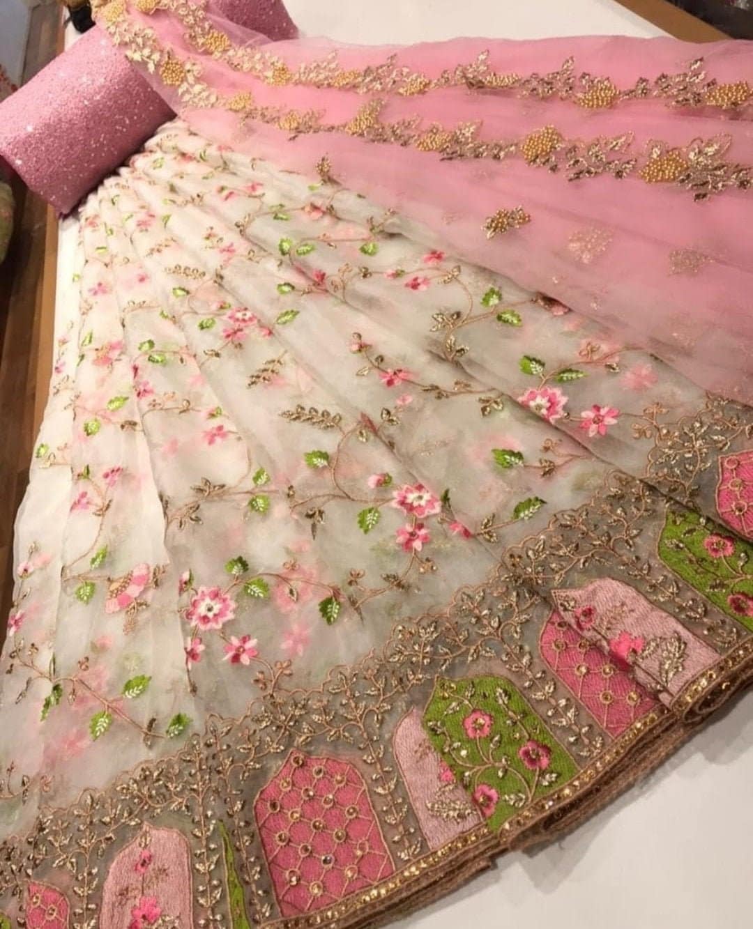 Half Saree Langa Voni Organza Lehenga Choli South Indian Party Etsy Ireland