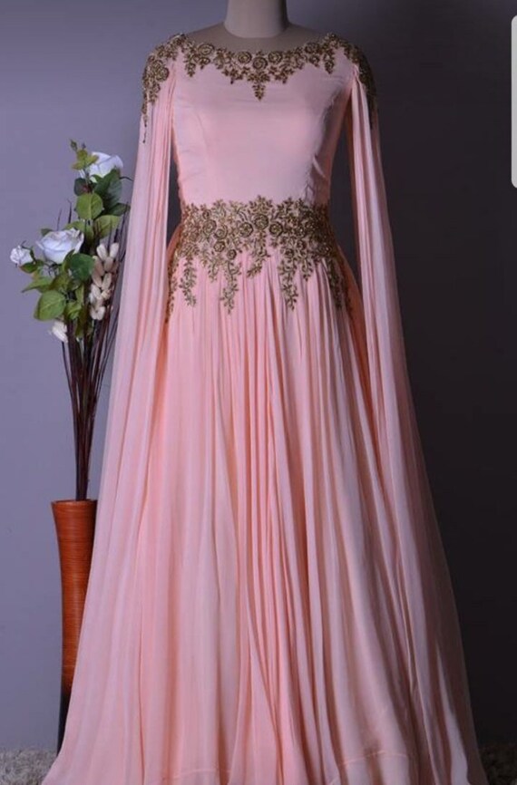 anarkali dress with cape
