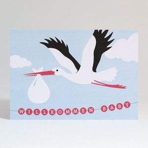Postkarte "Willkommen Baby pink"
