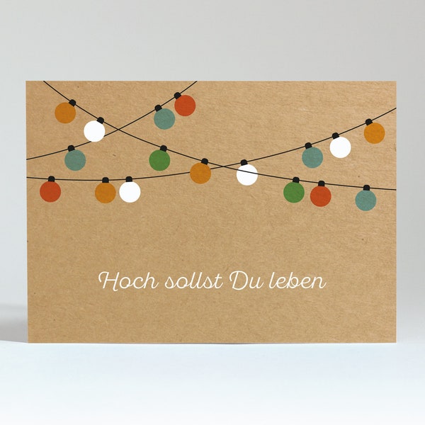 Postkarte "Hoch sollst Du leben - Girlande"