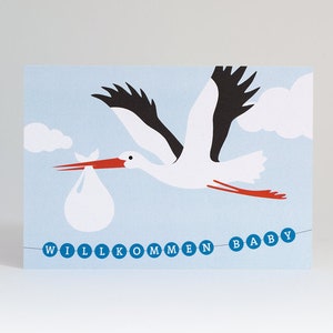 Postkarte "Willkommen Baby blau"