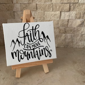Faith Can Move Mountains Mini Canvas | Inspirational Desk Decor