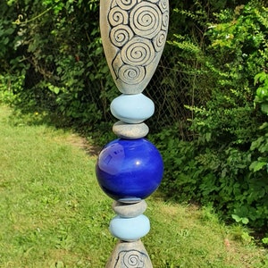 Garden stele garden ceramic garden decoration bed plug ceramic stele in blue image 1
