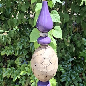Gartenstele Gartenkeramik handgefertigt Unikat lila natur Keramikstele frostfest Gartendekoration Beetstecker Geschenk Geburtstag Mann Frau