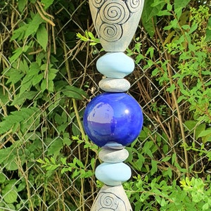 Garden stele garden ceramic garden decoration bed plug ceramic stele in blue image 7