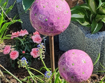 Garden ceramic balls ornamental onion pink garden decoration bed plug set of 3