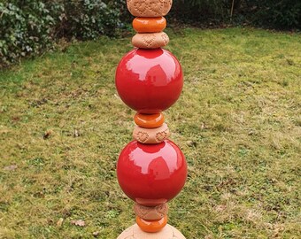 Keramikstele Gartenstele Gartenkeramik "Rote Liebe" Beetstecker