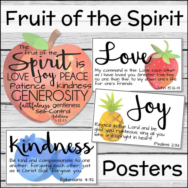 Watercolor Fruit of the Spirit Posters Instant Download Printable