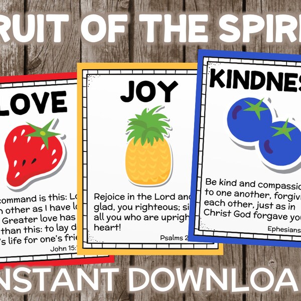 Fruit of the Spirit Posters with Scripture INSTANT DOWNLOAD