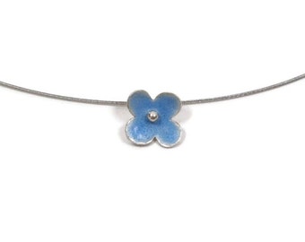 Choker silver with pendant Choker stainless steel plastic-coated chain flower chokers with pendant enamel jewelry