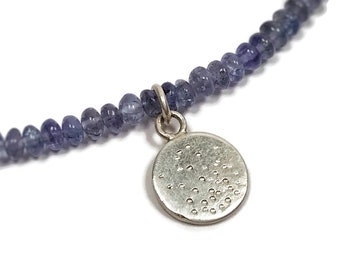 Necklace ladies blue stone tanzanite chain with silver pendant goldsmiths jewelry chain pendant jewelry hammered gifts confirmation