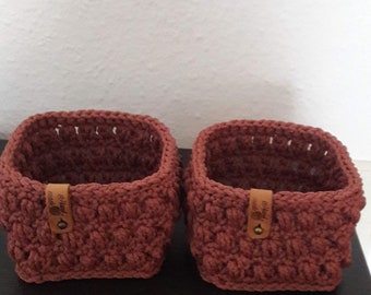 Crocheted basket set of 2, jewelry basket, utensil, storage basket, decorative basket