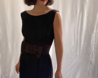 1960s two piece suit chocolate brown micro mini shift dress and jacket, size XS S 6 8