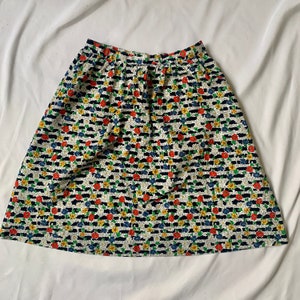 1970s St Michaels cotton striped floral knee length skirt size 8 10 XS S