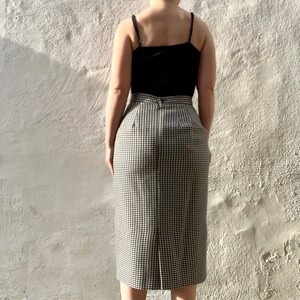 1980s wool mix pencil skirt XS 8 // black and white check midi chic pencil skirt, size XS S 6 8 10 waist 26 image 3