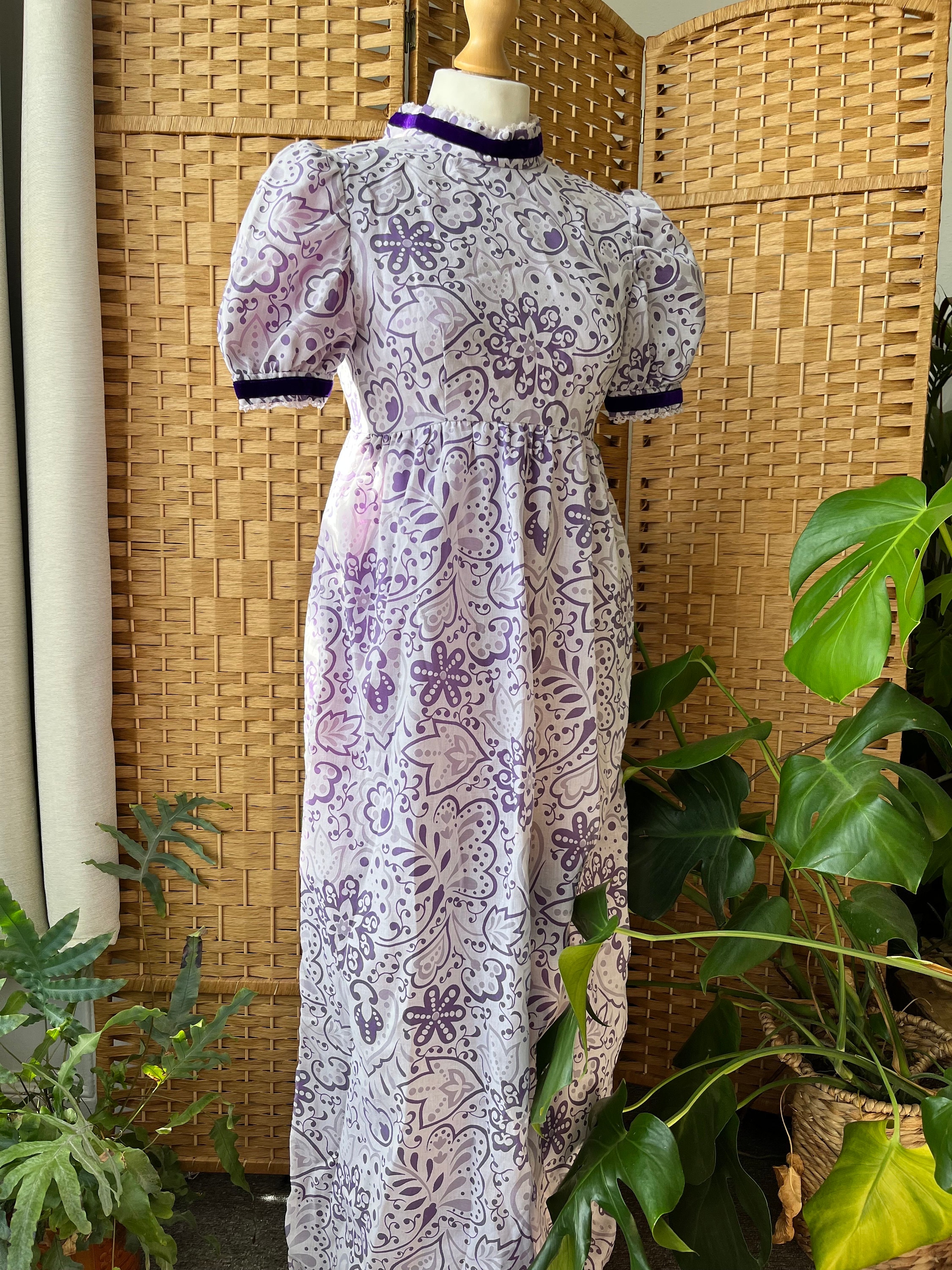 Gorgeous 70s Cotton Victoriana Maxi Dress