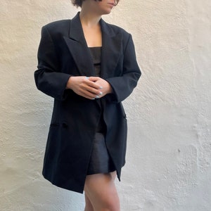1980s 1990s pure new wool exquisite quality tuxedo blazer classic chic jacket oversized coat, size M 10 12 14