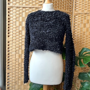 Fur crop shop top sweater