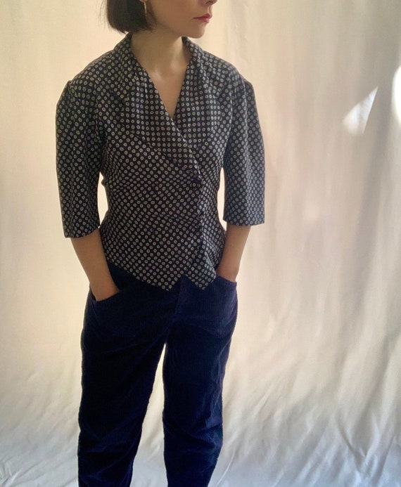 1980s does 1940s vintage puff sleeve double breast