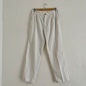 1980s weiße Baumwolle hohe Taille konische Bein Mama Hose Hose, Größe M L 14 16 Taille 42&quot;