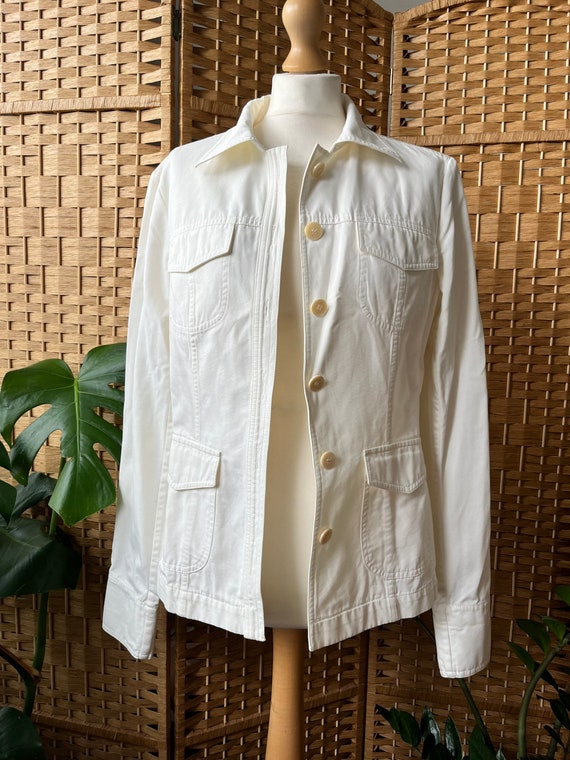 Vintage Jaeger white chore jacket S 12 // y2k fre… - image 3