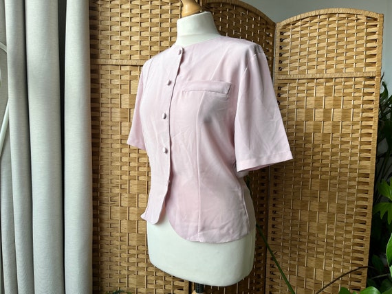 1980s pastel pink blouse S M // 80s does 1940s pr… - image 4