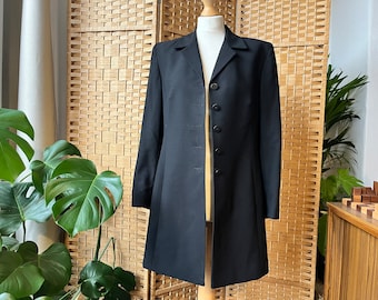 1990s 00s wool blazer coat S M // Pure new wool elegant longline blazer classic elegant chic jacket, size S M 10 12
