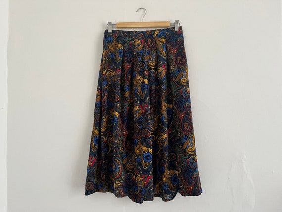 1980s baroque paisley print primary colour flared… - image 3