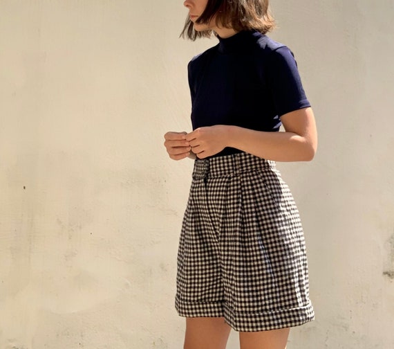 high waisted gingham shorts
