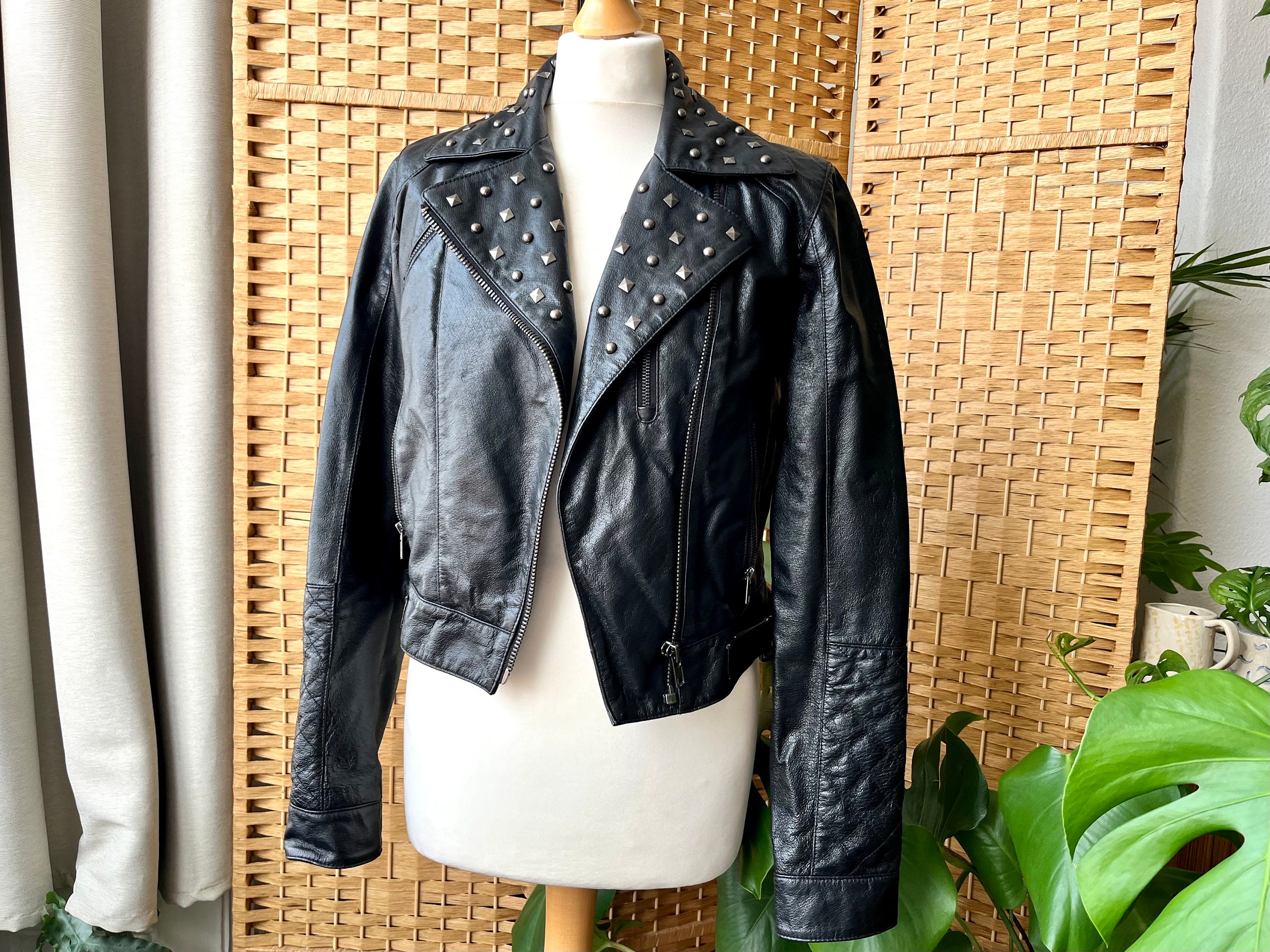 Giacca da biker in pelle effetto patchwork - Abbigliamento 1ABEIJ