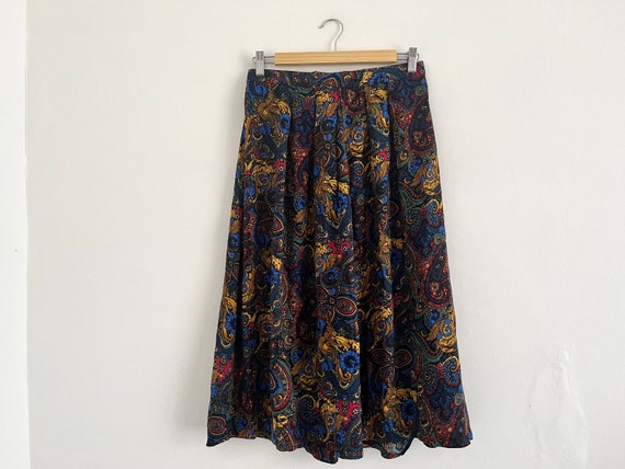 1980s baroque paisley print primary colour flared… - image 7